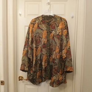 Delah McKay Reversible Jacket Size 2X - 3X Vintage Colorful Y2K Tropical Print